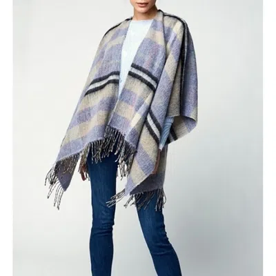Gas Brown Marabou Poncho In Blue