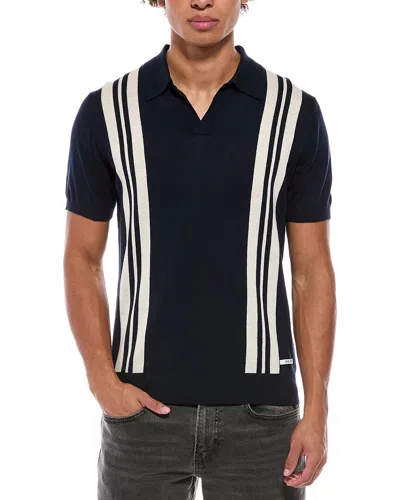 Gas Linen-blend Polo Sweater In Blue