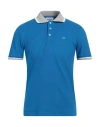 Gas Man Polo Shirt Azure Size Xl Cotton, Elastane In Blue