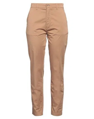 Gas Woman Pants Camel Size 30 Cotton, Elastane In Beige