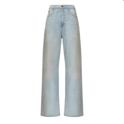 Gasanova Straight-leg Jeans With Rhinestones In Blue