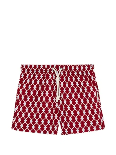 Gassa D Amante Portofino Graphic-print Swim Shorts In Red