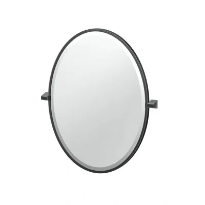 Gatco A-line Framed Oval Mirror | Wall Mounted Beveled And Pivoting (tilting) Mirror In Matte Black