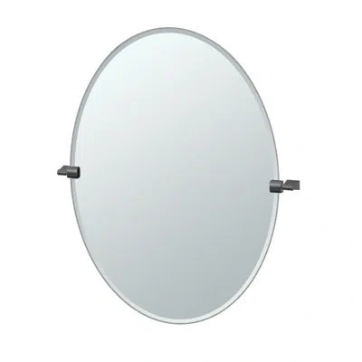 Gatco Bleu Wall Mount Beveled Frameless Bathroom Mirror | Pivoting Oval Mirror In Matte Black