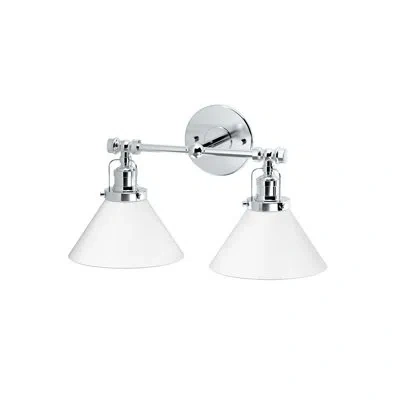 Gatco Cafe 2-light Vanity Light | Double Sconce Light Fixture With Frosted Shades In Chrome