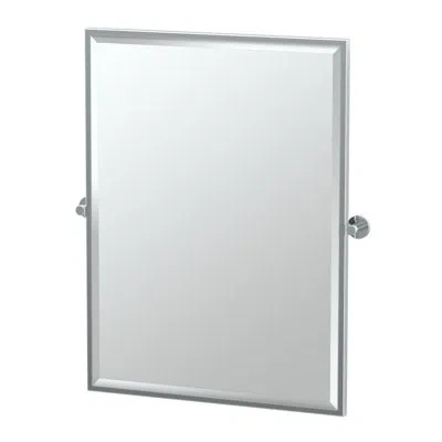 Gatco Channel Modern Framed Beveled And Pivoting Bathroom Vanity Mirror In Chrome
