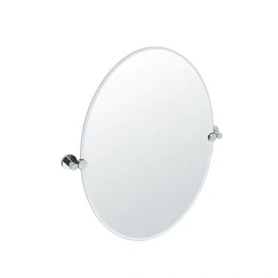 Gatco Channel Oval Wall Mount Mirror | Frameless Bathroom Vanity Mirror, Pivots And Beveled In Chrome