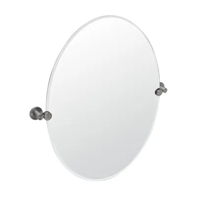 Gatco Channel Satin Nickel 24" X 26 1/2" Oval Wall Mirror