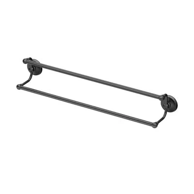 Gatco Designer Ii 24" Wall Mounted Double Towel Bar, 2 Bar Towel Rack In Matte Black