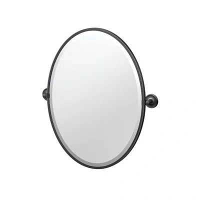 Gatco Designer Ii Wall Mounted Framed Oval Bathroom Vanity Mirror | Pivoting And Beveled Mirror In Matte Black
