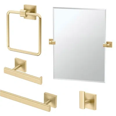 Gatco Elevate 5 Piece Bathroom Hardware Set In Brushed Brass