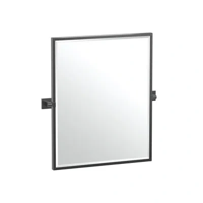 Gatco Elevate Framed Beveled Rectangle Mirror Bathroom Vanity Pivot Wall Mirror In Matte Black