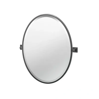 Gatco Elevate Framed Oval Mirror | Pivoting, Beveled Bathroom Vanity Mirror In Matte Black
