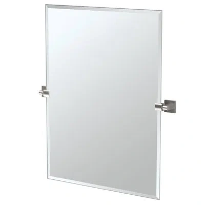 Gatco Elevate Modern Rectangle Beveled Frameless Wall Mirror | Bathroom Vanity Pivot Mirror In Satin Nickel