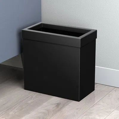 Gatco Elevate Stainless Steel 3.18 Gallon Rectangle Waste Basket Open Removable Lid In Matte Black