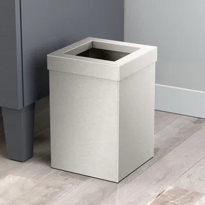 Gatco Elevate Stainless Steel 3-gallon Wastebasket With Open Removable Lid |square  Open Top Trash Can Wit In Satin Nickel