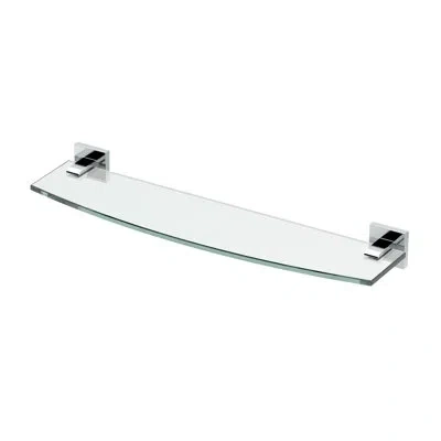 Gatco Elevate Wall Mount Glass Shelf | Tempered Curved Glass Shelf In Chrome