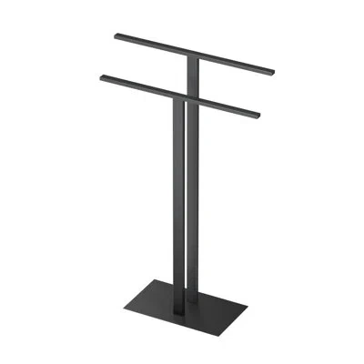 Gatco Floor Standing 32.50"h 2 Level Towel Holder With Weighted Base | Double T - Shape Towel Rack For Bat In Matte Black