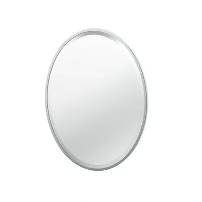 Gatco Flush Mount Framed Bathroom Vanity Mirror | Oval Framed Wall Mirror With Beveled Edge | Decorative W In Chrome
