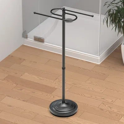 Gatco Free Standing Towel Holder | 38"h Floor Standing Towel Rack, Weighted And Padded Base In Matte Black