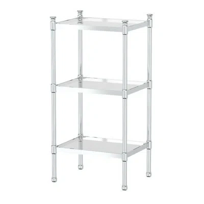 Gatco Freestanding 3 Tier Tempered Glass Shelves For Bathroom, Livingroom, Hallway, Bedroom In Chrome