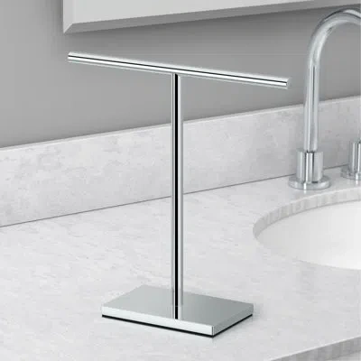 Gatco Freestanding Countertop Hand Towel Holder | 11.13"h X 10.50"w Weighted Base Towel Rack Stand In Chrome