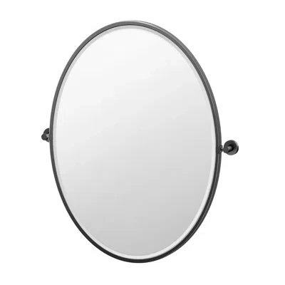 Gatco Glam Framed Oval Mirror | Wall Mount Pivoting And Beveled Bathroom Vanity Mirror In Matte Black