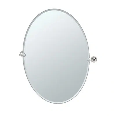 Gatco Glam Frameless Oval Wall Mirror | Bathroom Vanity Pivoting Wall Mirror In Polished Nickel