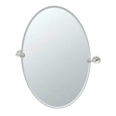 Gatco Glam Modern & Contemporary Bathroom Vanity | 26.50"h Frameless Oval Mirror In Satin Nickel