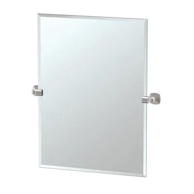 Gatco Jewel Wall Mount 31.5"h Frameless Rectangle Bathroom Vanity Mirror, Pivots And Beveled Mirror In Satin Nickel