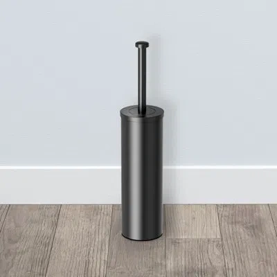 Gatco Latitude Ii 15"h Toilet Brush And Stainless Steel Holder In Matte Black