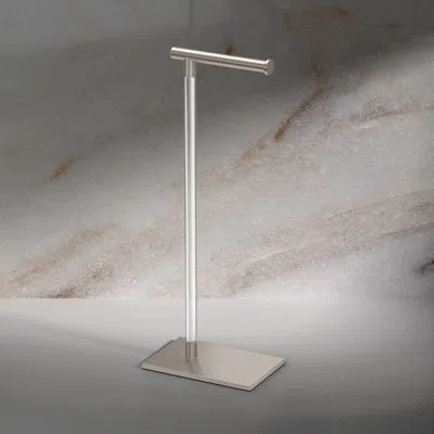 Gatco Latitude Ii Free Standing 21.25"h Toilet Paper Holder With Weighted Base | Acrylic Toilet Paper Roll In Satin Nickel