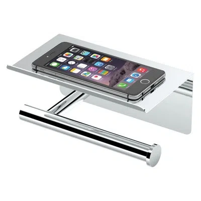 Gatco Latitude Ii Wall Mount Stainless Steel Toilet Paper Holder With Shelf | Single Post Toilet Paper Hol In Chrome