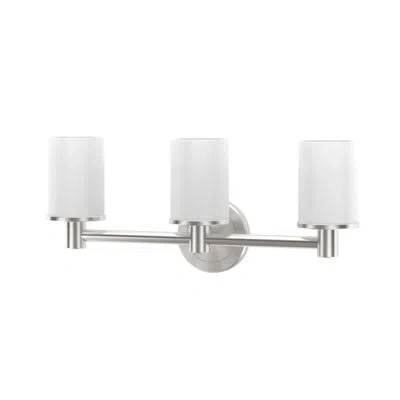 Gatco Latitude Ii Wall Mounted 3-light Fixture With Frosted Shades / Triple Sconce In Satin Nickel