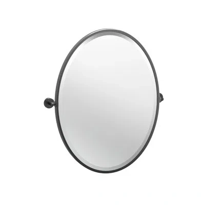 Gatco Latitude Wall Mount Framed Oval Bathroom Vanity Mirror | Pivoting (tilting) And Beveled Wall Mirror In Matte Black