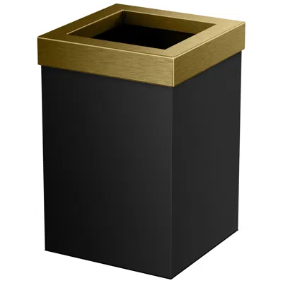 Gatco Matte Black And Brushed Brass Square Waste Basket