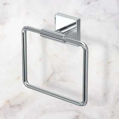 Gatco Mode Towel Ring | Wall Mounted 5.75" W Square Shape Towel Holder For Bathroom, Kitchen In Chrome
