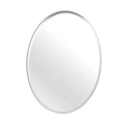 Gatco Modern Frameless Beveled Oval Wall Bathroom / Vanity Mirror In Silver