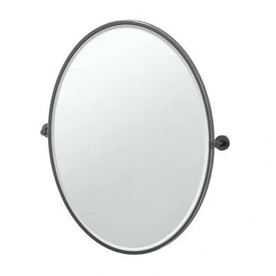 Gatco Reveal Wall Mounted Framed Oval Mirror | Pivoting Bathroom Vanity Mirror In Matte Black