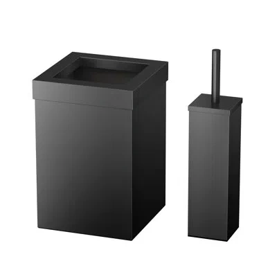 Gatco Square Wastebasket/toilet Brush Holder Bundle In Satin Nickel