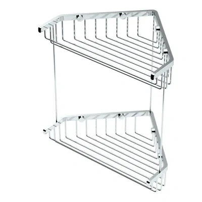 Gatco Stainless Steel Corner Wall Mount Shower Caddy | 2 Tier Bathroom Shower Shelf Organizer In Chrome