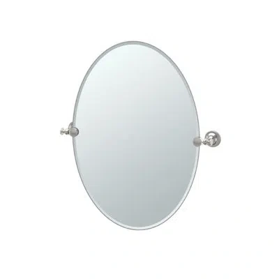 Gatco Tavern Wall Mount Frameless Oval Bathroom Vanity Mirror | Pivoting (tilting) And Beveled Wall Mirror In Satin Nickel