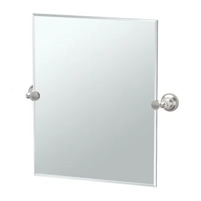 Gatco Tiara Wall Mount 24"h Rectangle Frameless Bathroom Vanity Mirror | Pivoting And Beveled Mirror In Satin Nickel