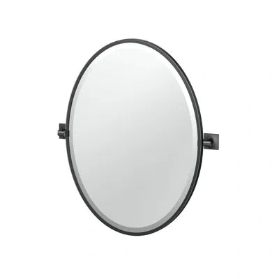 Gatco Waterline Wall Mounted Framed Oval Bathroom Vanity Mirror | Pivoting And Beveled Mirror In Matte Black