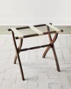 Gate House Furniture Dual Stripe Luggage Rack In Dk Brown/lt Tan
