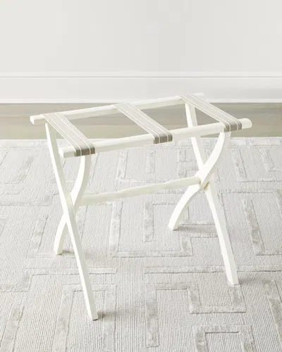 Gate House Furniture Dual Stripe Luggage Rack In Ivory/lt Grey