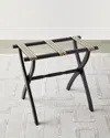 Gate House Furniture Greek Key Straps Luggage Rack In Black/beige