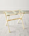 Gate House Furniture Greek Key Straps Luggage Rack In Natural/sage