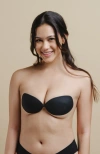 Gatherall Backless Strapless Reusable Silicone Adhesive Sticky Bra In Noir