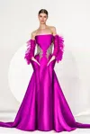 Shop Gatti Nolli By Marwan Embroidered Mikado Gown In Pink